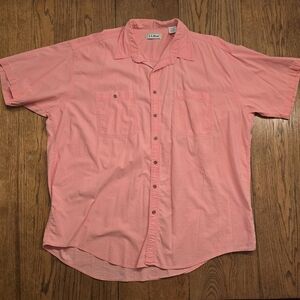 Vintage 90s L.L. Bean Coral Pink Button Up Shirt XXL Tall USA Cotton